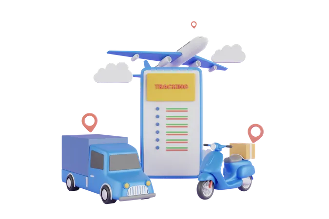 Delivery tracking app 3D Illustration