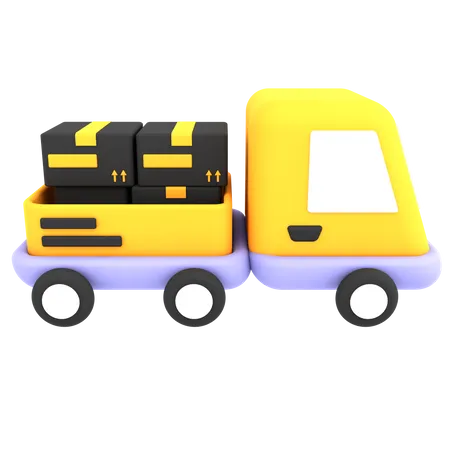 3 D Colorful Delivery Car Deliver Cardboard Boxes Parcel Shipping Icon E Commerce Illustration 3D Icon