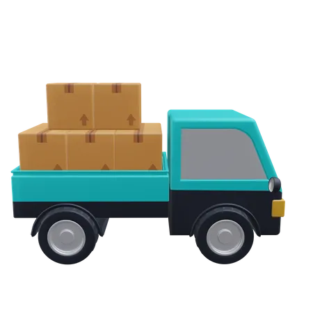 Pickup Truck And Box Expedition Icon Illustration 3D Icon