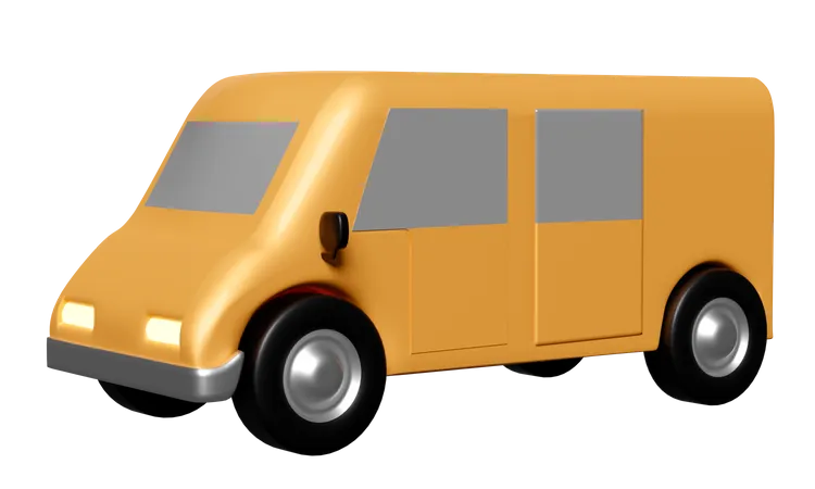Orange Delivery Van 3 D Truck Icon Isolated Service Transportation Shipping Concept 3D Illustration