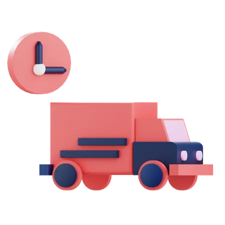 3 D Rendering Illustration Of A Truck With A Clock 3D Icon