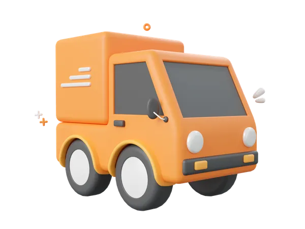 3 D Cartoon Design Illustration Of Delivery Truck Service 3D Icon