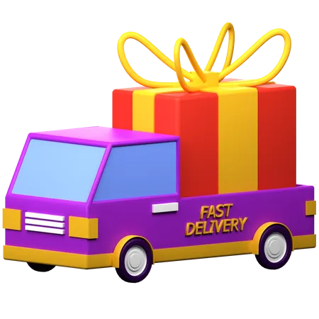 3 D Delivery Truck With Package Box Icon Illustration 3D Icon