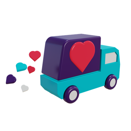 Delivery truck delivering with love  3D Illustration