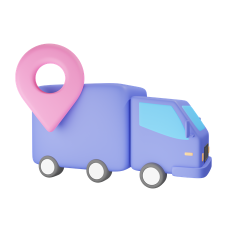 Delivery Truck Location 3D Illustration