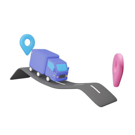 Delivery truck on road  3D Icon