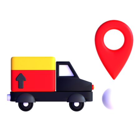 Delivery Truck With Location  3D Icon