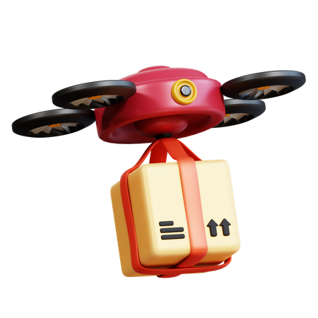Delivery Via Drone  3D Icon