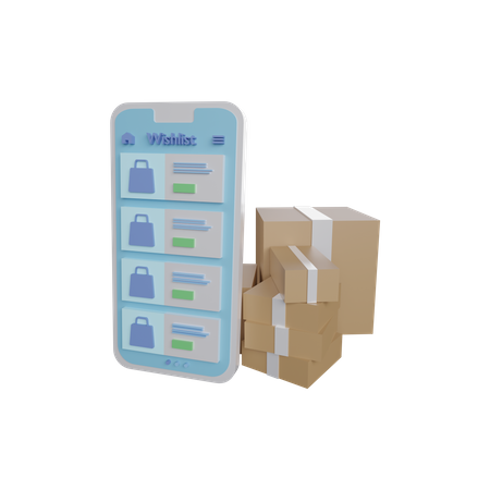 Delivery Wishlist items  3D Illustration