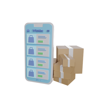 Delivery Wishlist items 3D Illustration