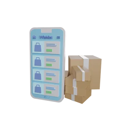 Delivery Wishlist items 3D Illustration