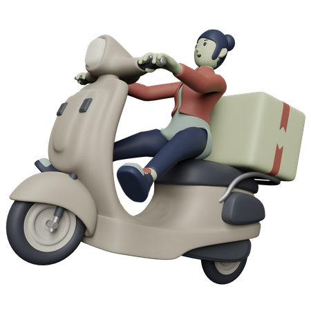 Delivery woman on Bike  3D Illustration