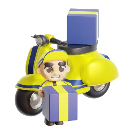 Deliveryboy on the way to deliver package  3D Illustration