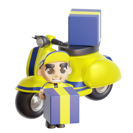 Deliveryboy on the way to deliver package  3D Illustration