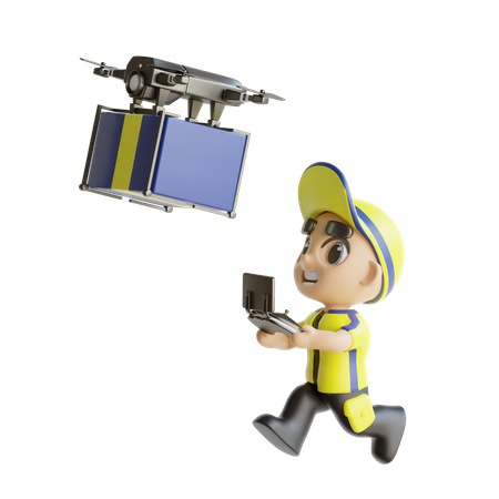 Deliveryboy Operating Drone  3D Icon