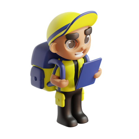 Deliveryboy with delivery list  3D Icon