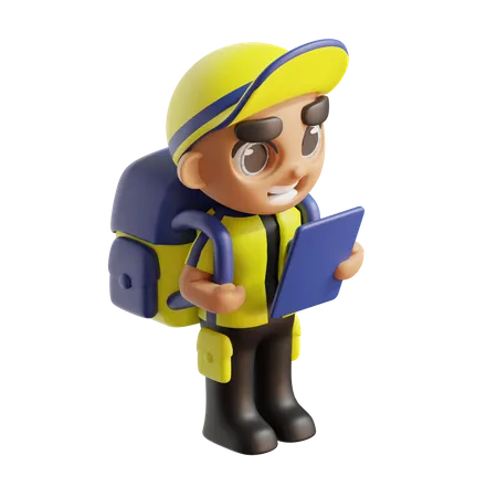Deliveryboy with delivery list  3D Icon