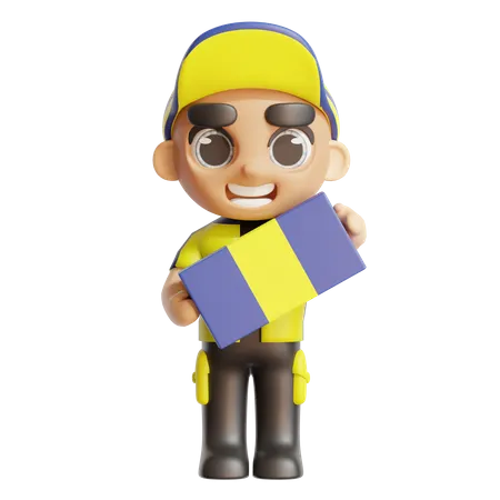 Deliveryman carrying box  3D Icon