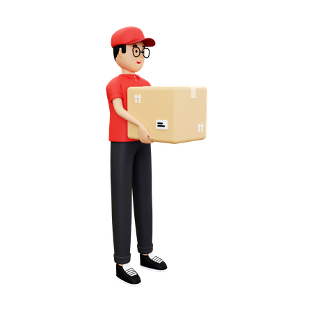 Deliveryman carrying the package  3D Icon