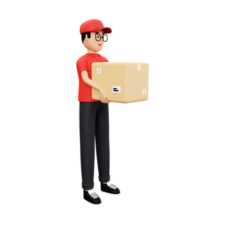 Deliveryman carrying the package  3D Illustration