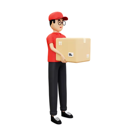 Deliveryman carrying the package 3D Illustration