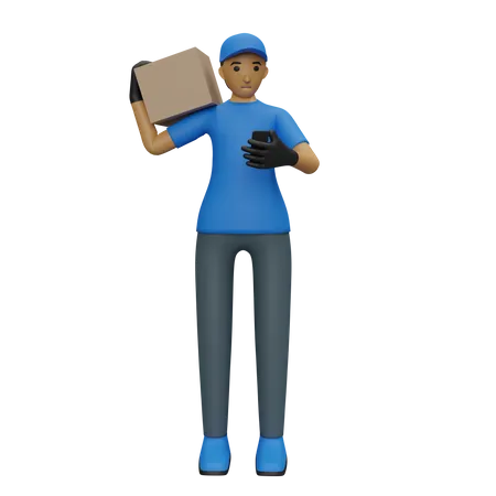 Delivery Male Blue Shirt 3D Illustration