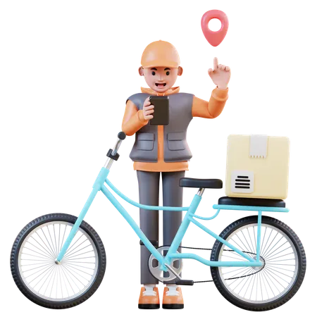 Deliveryman Checks Delivery Address  3D Illustration