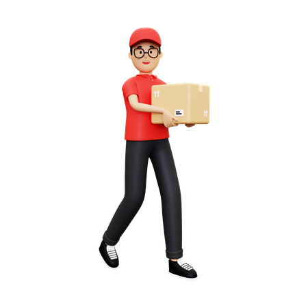Deliveryman delivering courier  3D Icon