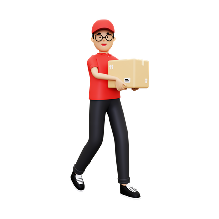 Deliveryman delivering courier 3D Illustration