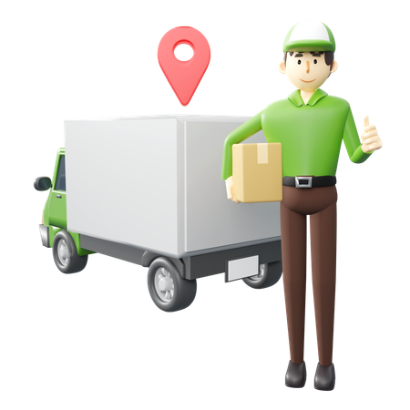 Deliveryman doing delivery on location  3D Illustration