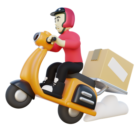 Deliveryman Doing Wheelie  3D Illustration
