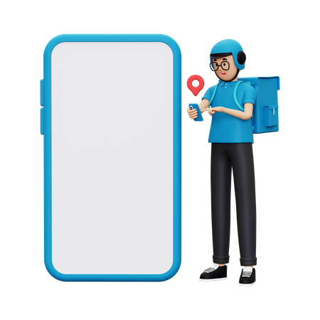 Deliveryman finding delivery location  3D Illustration