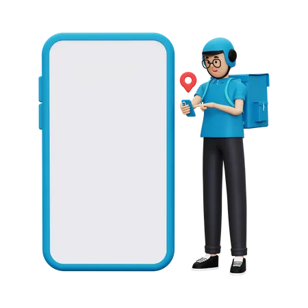 Deliveryman finding delivery location  3D Illustration