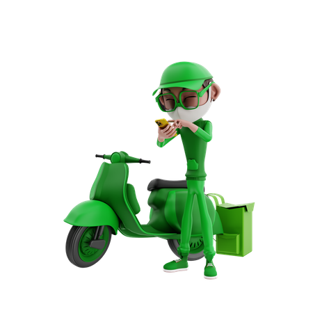 Deliveryman finding location on mobile  3D Illustration