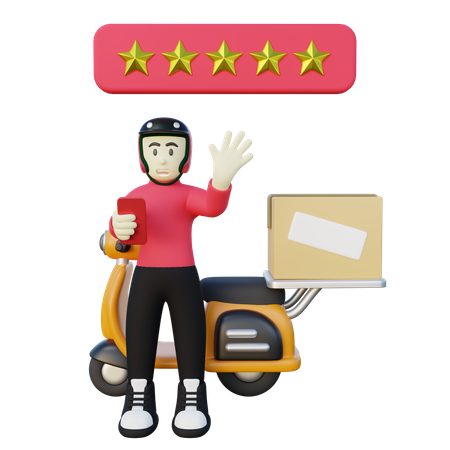Deliveryman Getting Five Star Review  3D Icon