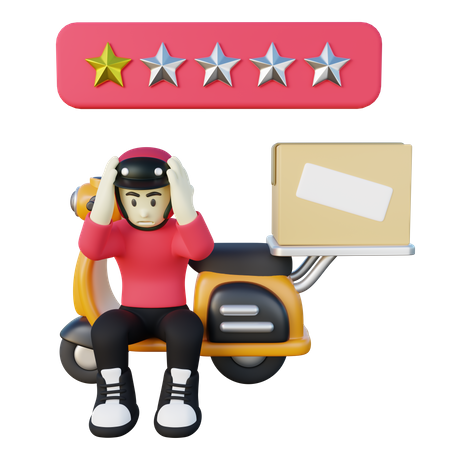 Deliveryman Getting One Star Review  3D Illustration