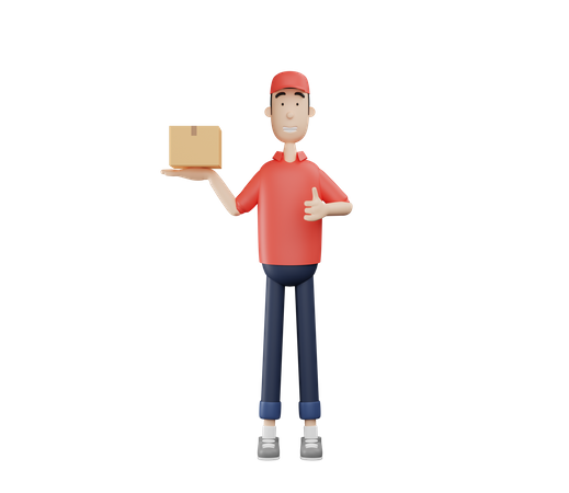 Deliveryman giving delivery review 3D Illustration