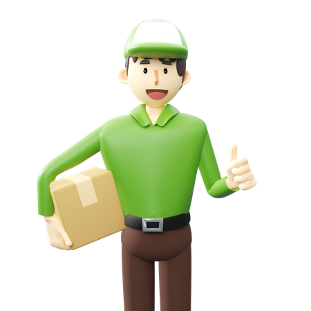 Deliveryman giving delivery review 3D Illustration