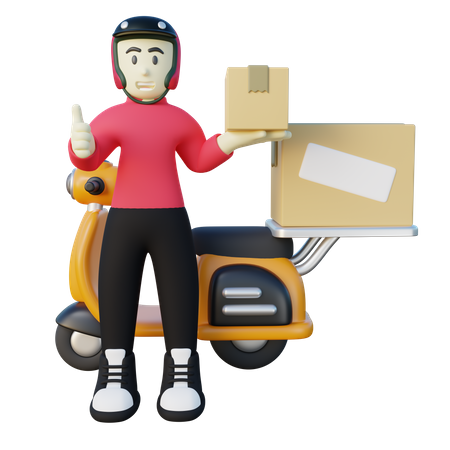 Deliveryman Giving Thumbs Up  3D Illustration