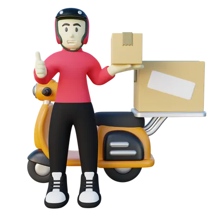Male Delivery Courier Giving Thumbs Up 3 D Illustration 3D Illustration