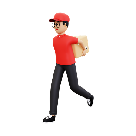 Deliveryman going to deliver box  3D Icon