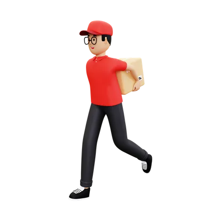 Deliveryman going to deliver box  3D Illustration