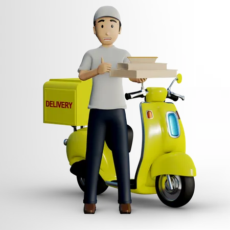 Deliveryman going to deliver food  3D Illustration