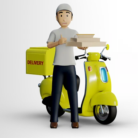 Deliveryman going to deliver food 3D Illustration