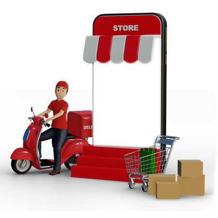 Deliveryman Going to deliver parcel  3D Illustration