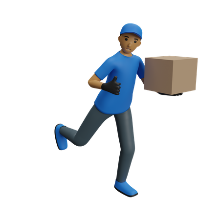 Deliveryman going to deliver parcel  3D Illustration