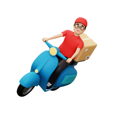 Deliveryman going to deliver parcel 3D Illustration