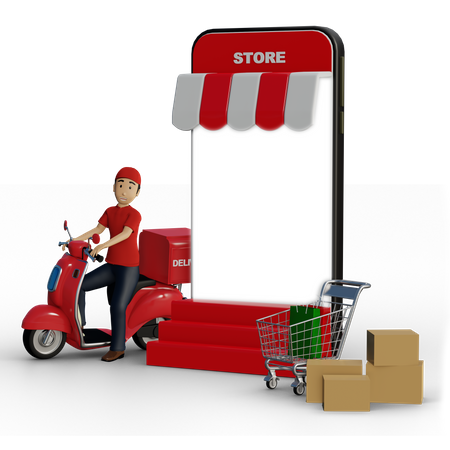 Deliveryman Going to deliver parcel 3D Illustration