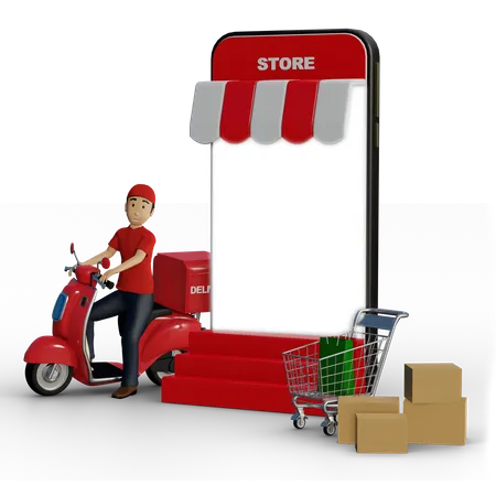Deliveryman Going to deliver parcel 3D Illustration