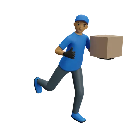 Deliveryman going to deliver parcel 3D Illustration